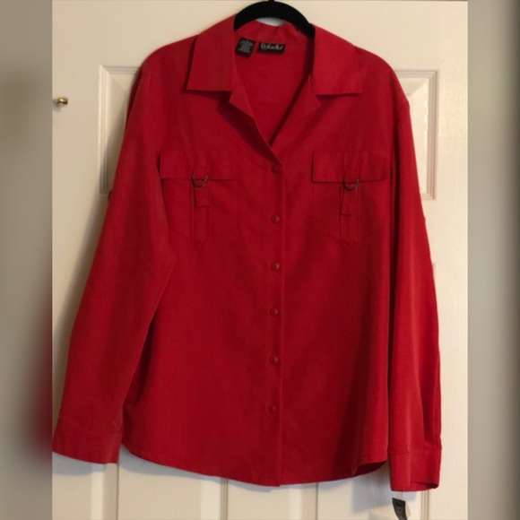 Rafaella Red Button-Down Blouse - Picture 1 of 7